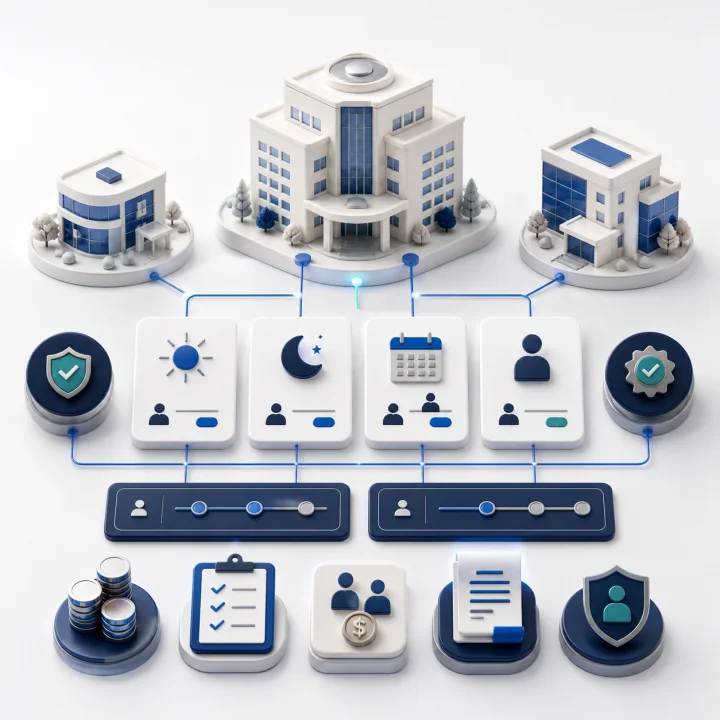 Healthcare staffing across hospitals and healthcare facilities.